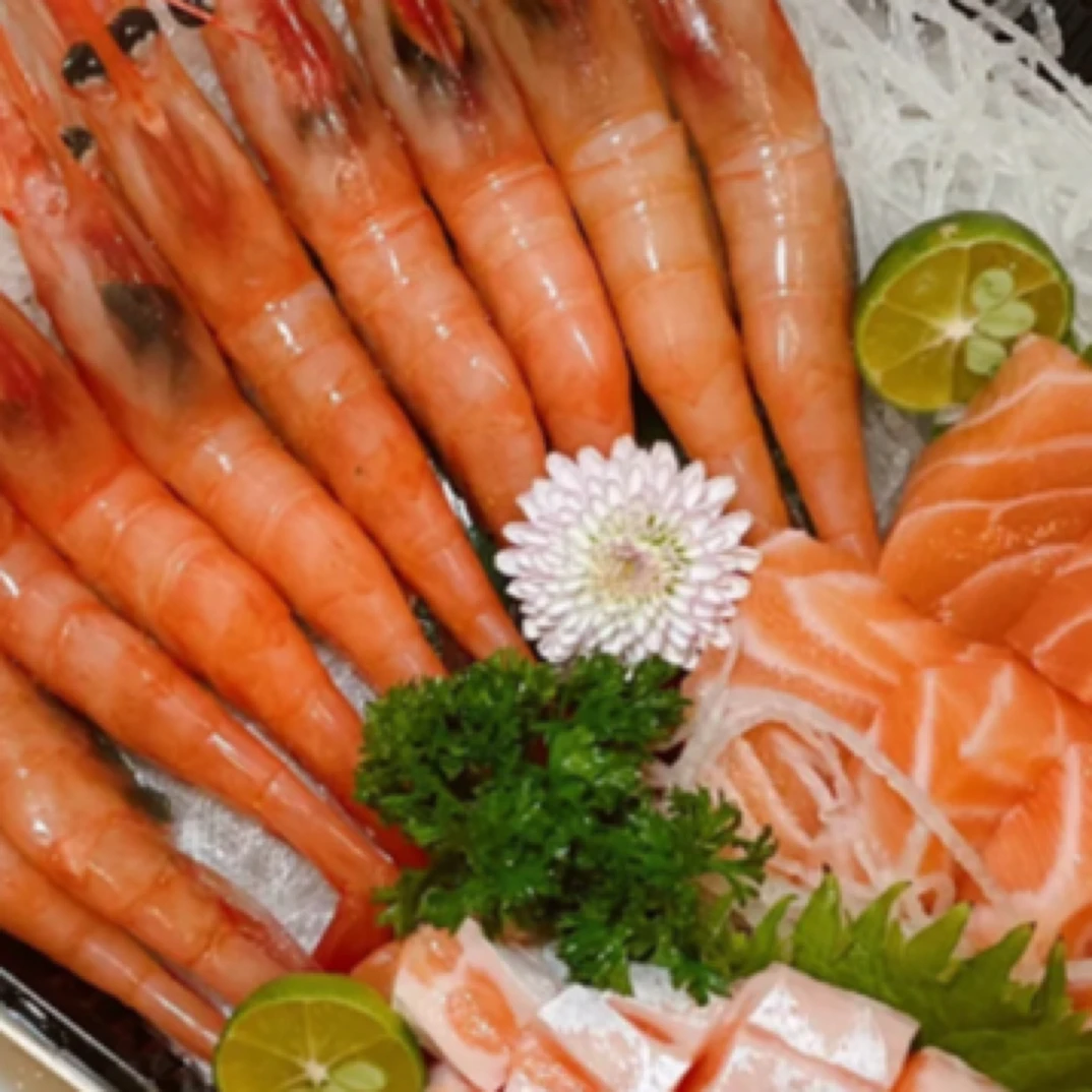 三文鱼拼甜虾200克三文鱼➕8只甜虾