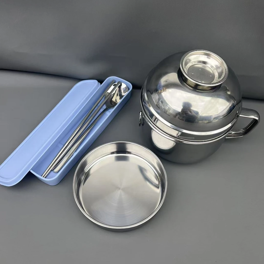 15cm不锈钢大号宿舍泡面碗配1套餐具【汤家限定】