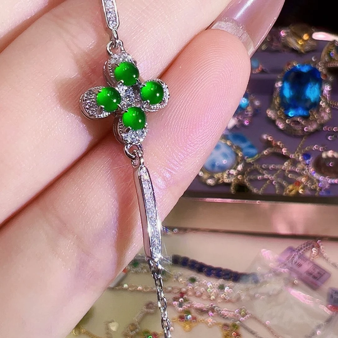 银S925镶嵌手链翡翠