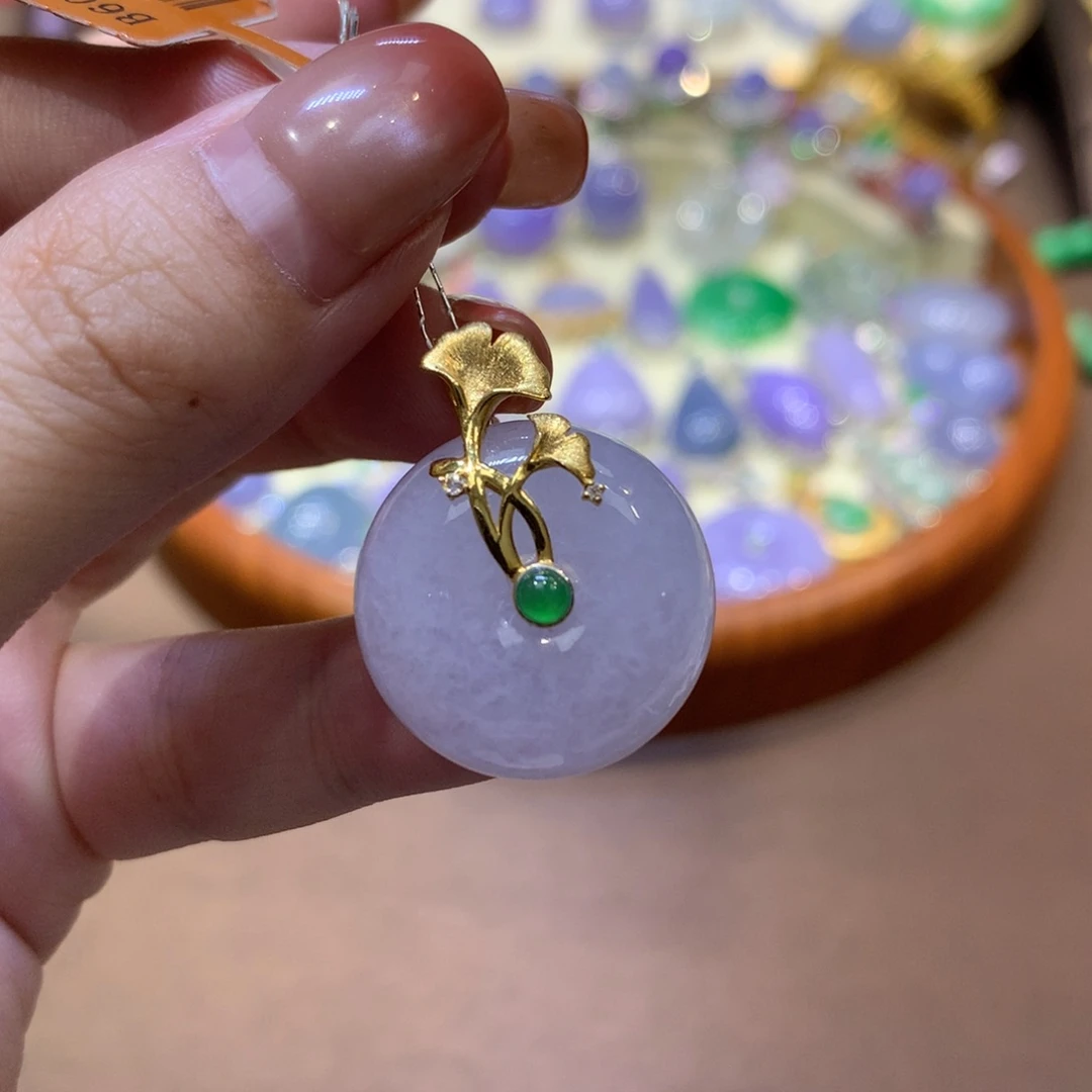 翡翠18K金镶嵌吊坠(不含链)