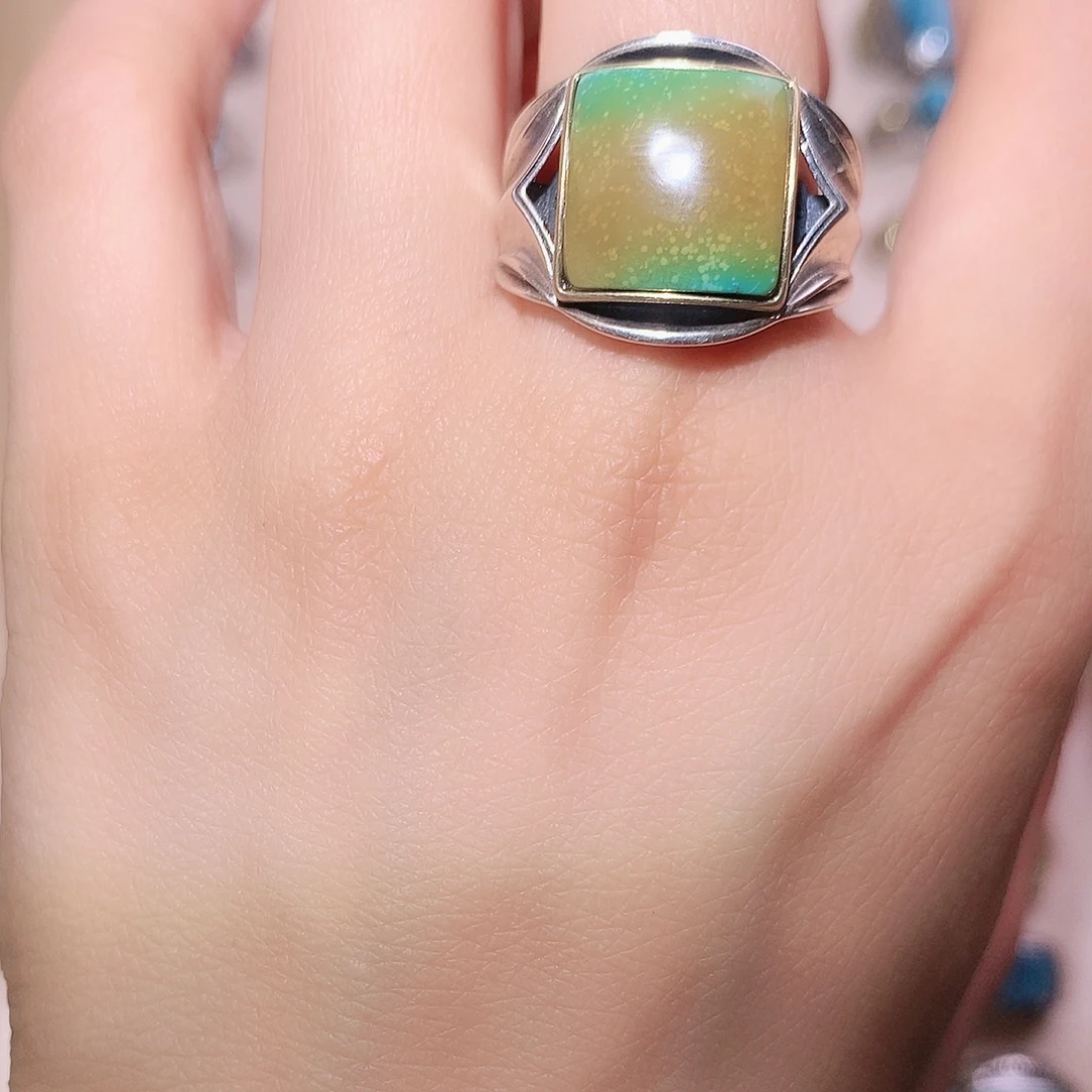 绿松石银S925镶嵌戒指