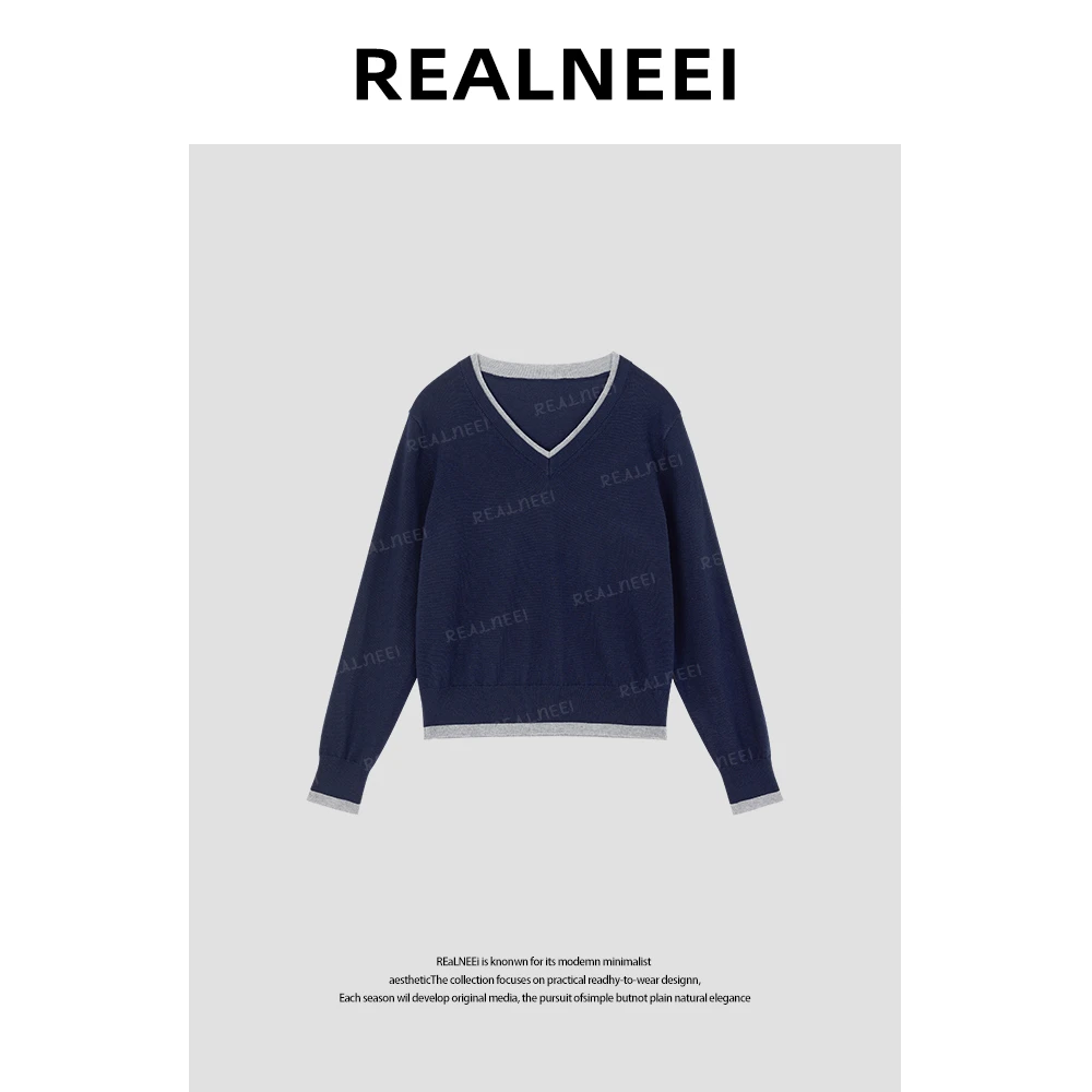 【REALNEEI】极简设计感混纺套头长袖针织T恤上衣RIMMN5ZS0922081