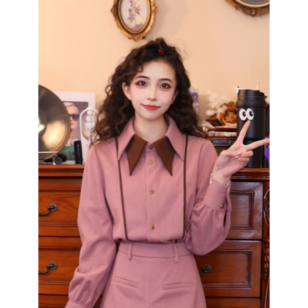 豆芽【协奏曲】港味复古气质设计感秋冬长袖上衣03409