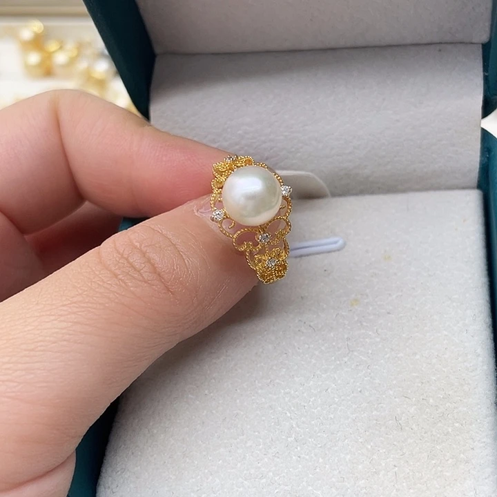 海水珍珠戒指银S925镶嵌