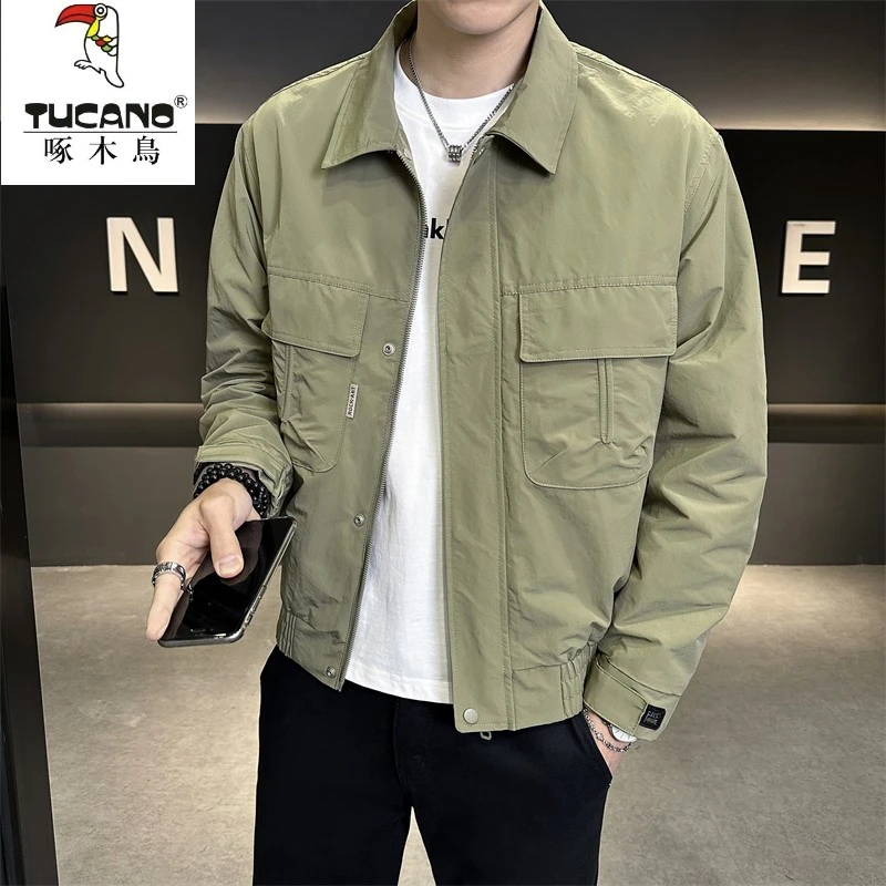 TUCANO/啄木鳥男款秋季翻领多口袋卡其风百搭休闲短款夹克外套
