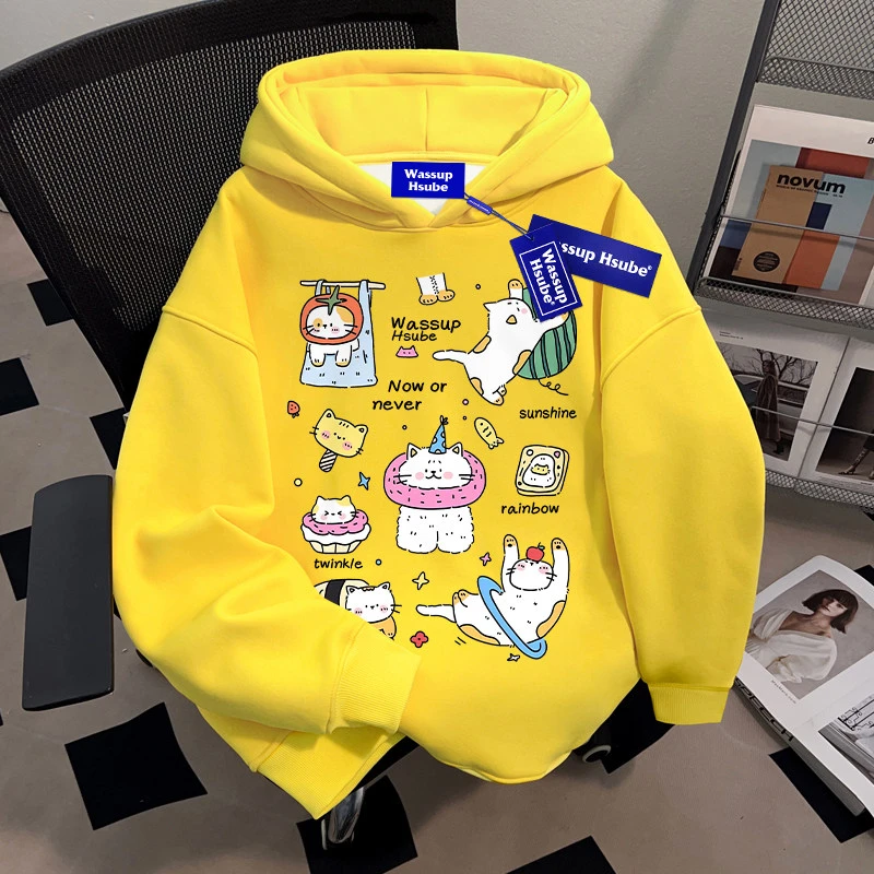 WASSUP HSUBE美式潮流百搭ins连帽卫衣慵懒宽松国潮牌青少年上衣
