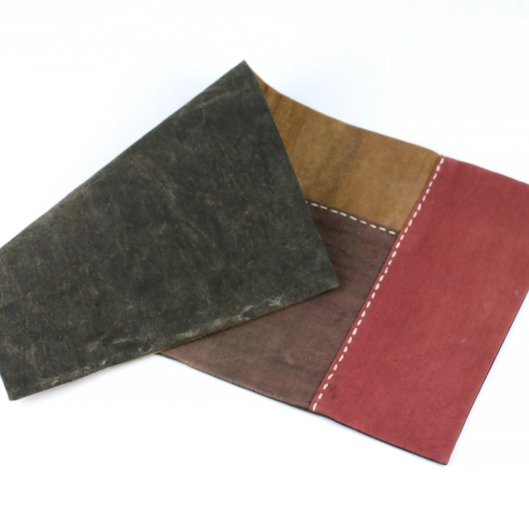 观一茶堂 | 慢蓝·【一方席】拼布刺子绣柿染茶席席垫手工50*25CM