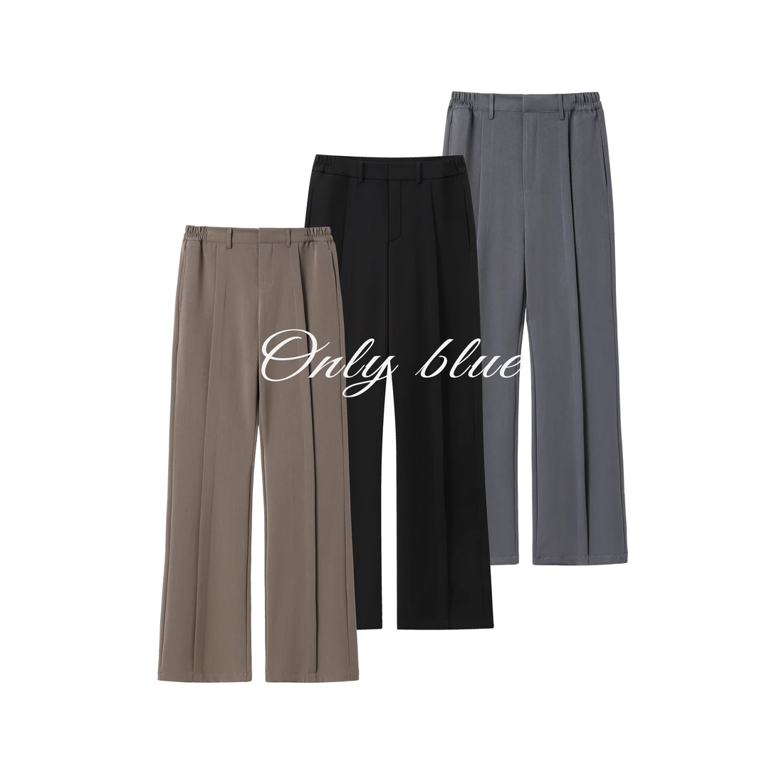 “ONLY BLUE"【通勤神裤】立体褶皱弹力微喇直筒cleanfit垂感西裤