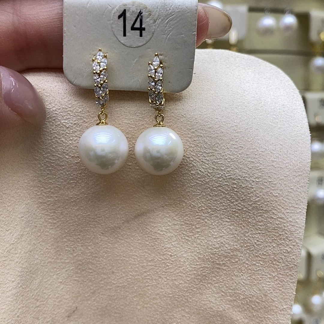 淡水珍珠银S925镶嵌耳饰