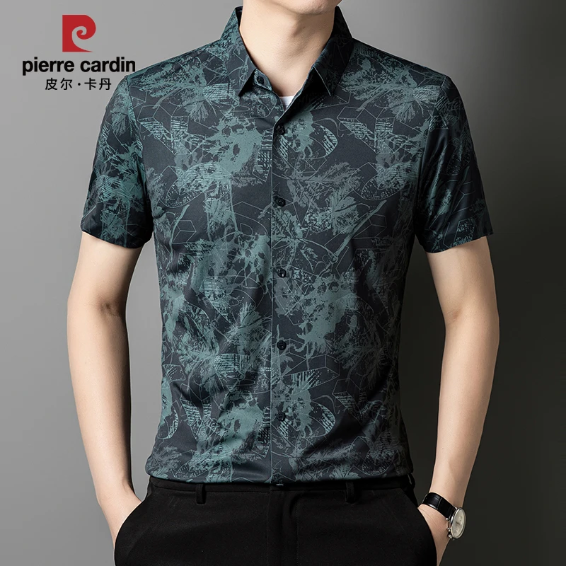 皮尔卡丹夏季2025年新款男士休闲衬衫商务宽松舒适亲肤透气上衣