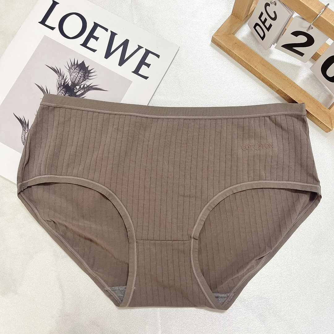【咖色条纹】大码女内裤140-180斤棉质莫代尔