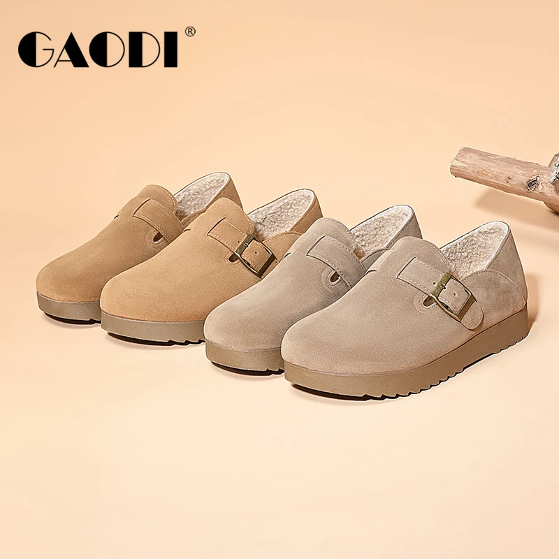 高蒂秋冬新款平跟厚绒简约百搭时尚棉单鞋勃肯鞋243393-801