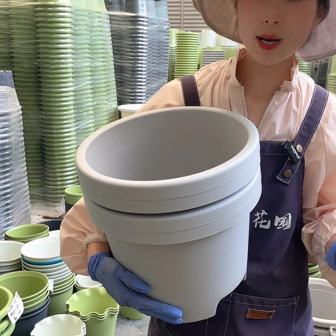 球根盆4#灰白色5个无托