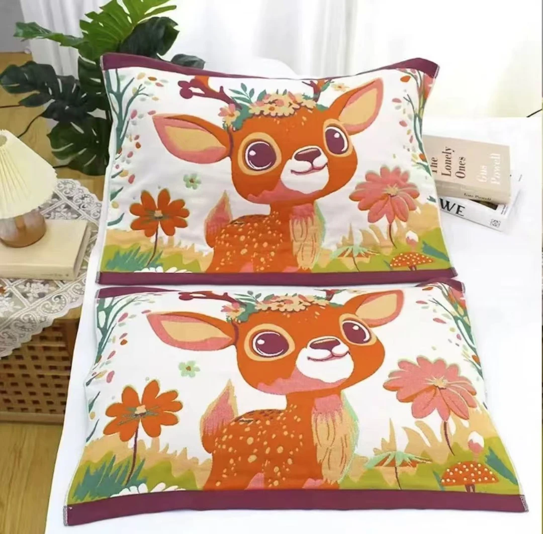 【萌鹿乐园】 52*78cm柔软舒适成人枕巾一对装