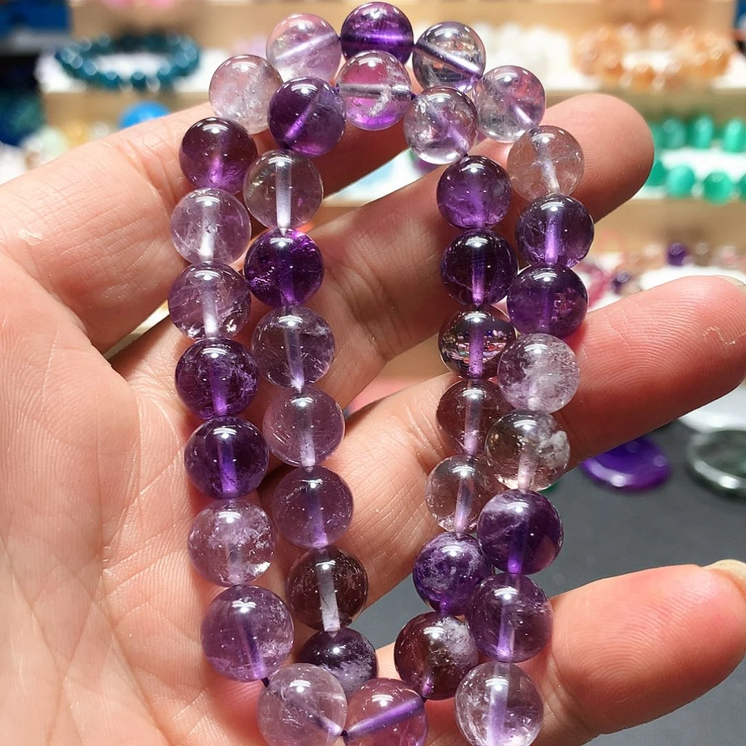 未镶嵌手串玛瑙/玉髓卡10紫幽灵散珠