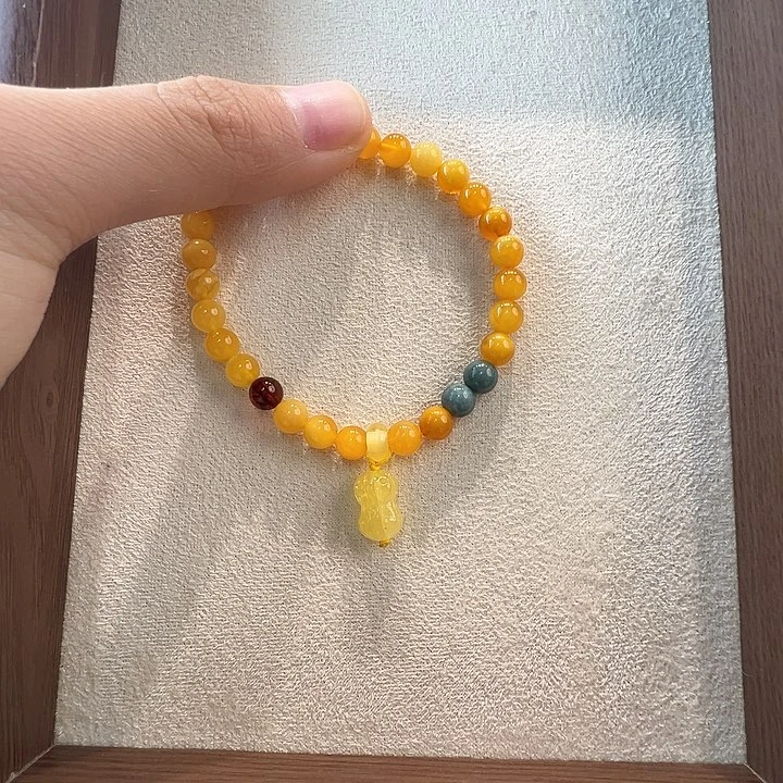 蜜蜡未镶嵌手链6.2mm蜜蜡手串