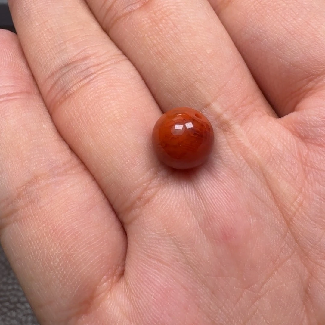 南红玛瑙圆珠未镶嵌火焰纹圆珠10mm
