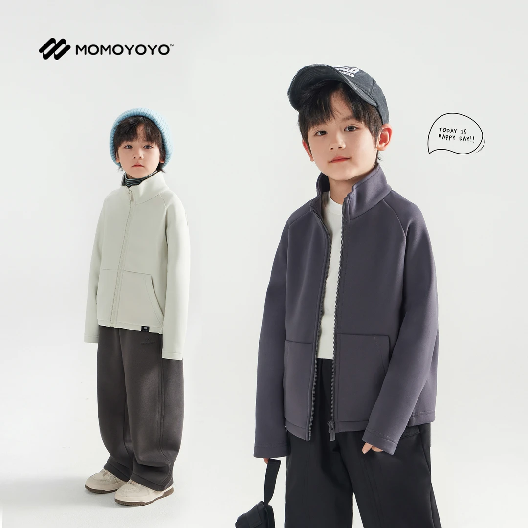 辰辰妈【极简从绒】反季男女童立领卫衣外套儿童高弹加绒外套6630D