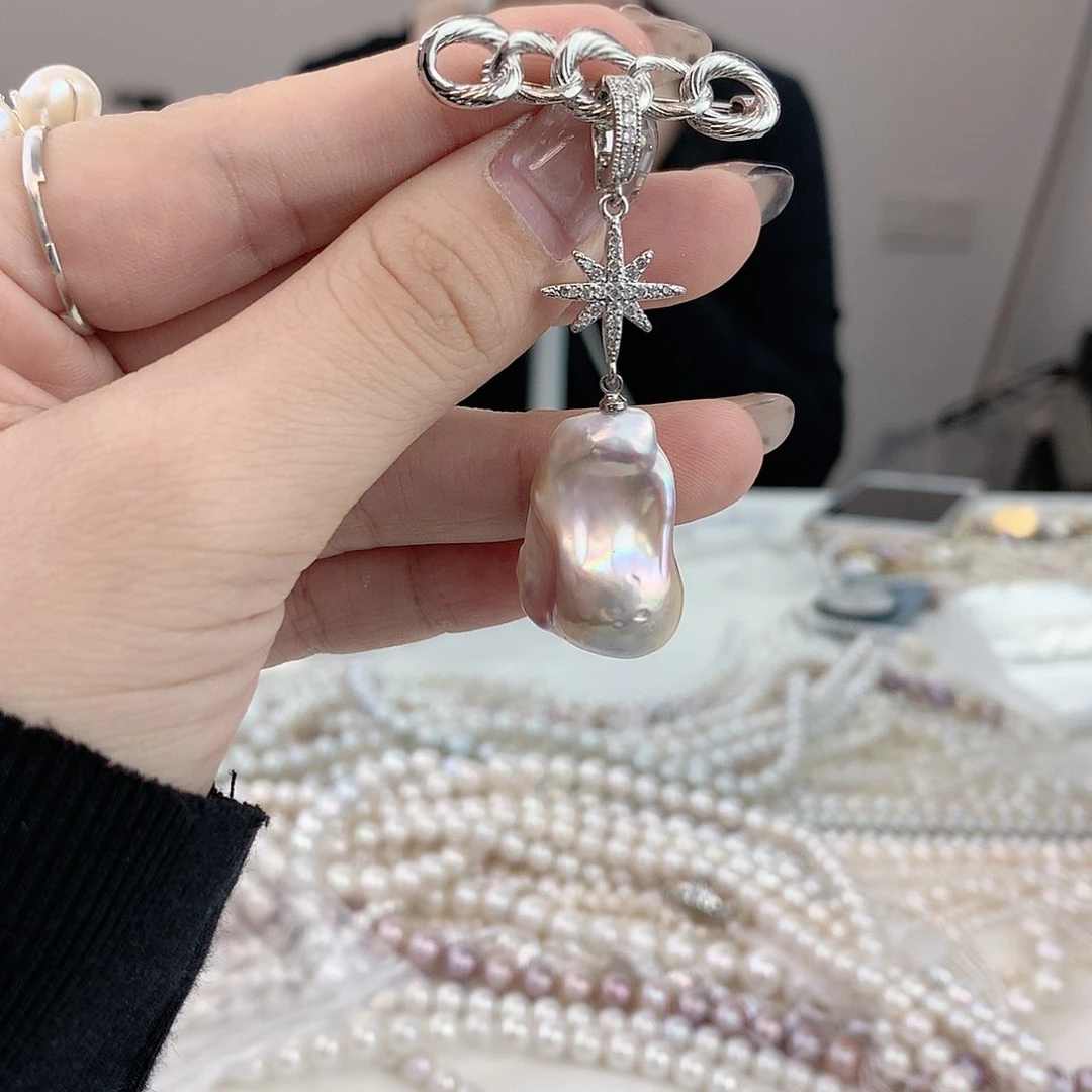 银S925镶嵌耳饰淡水珍珠