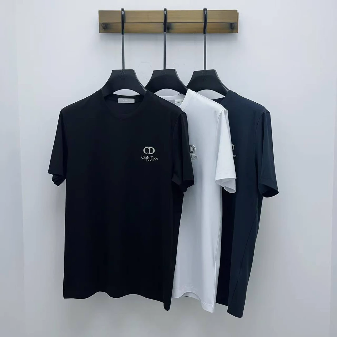 C.Dioc男士春夏新款时尚百搭简约小LOGO胸标短袖圆领T恤