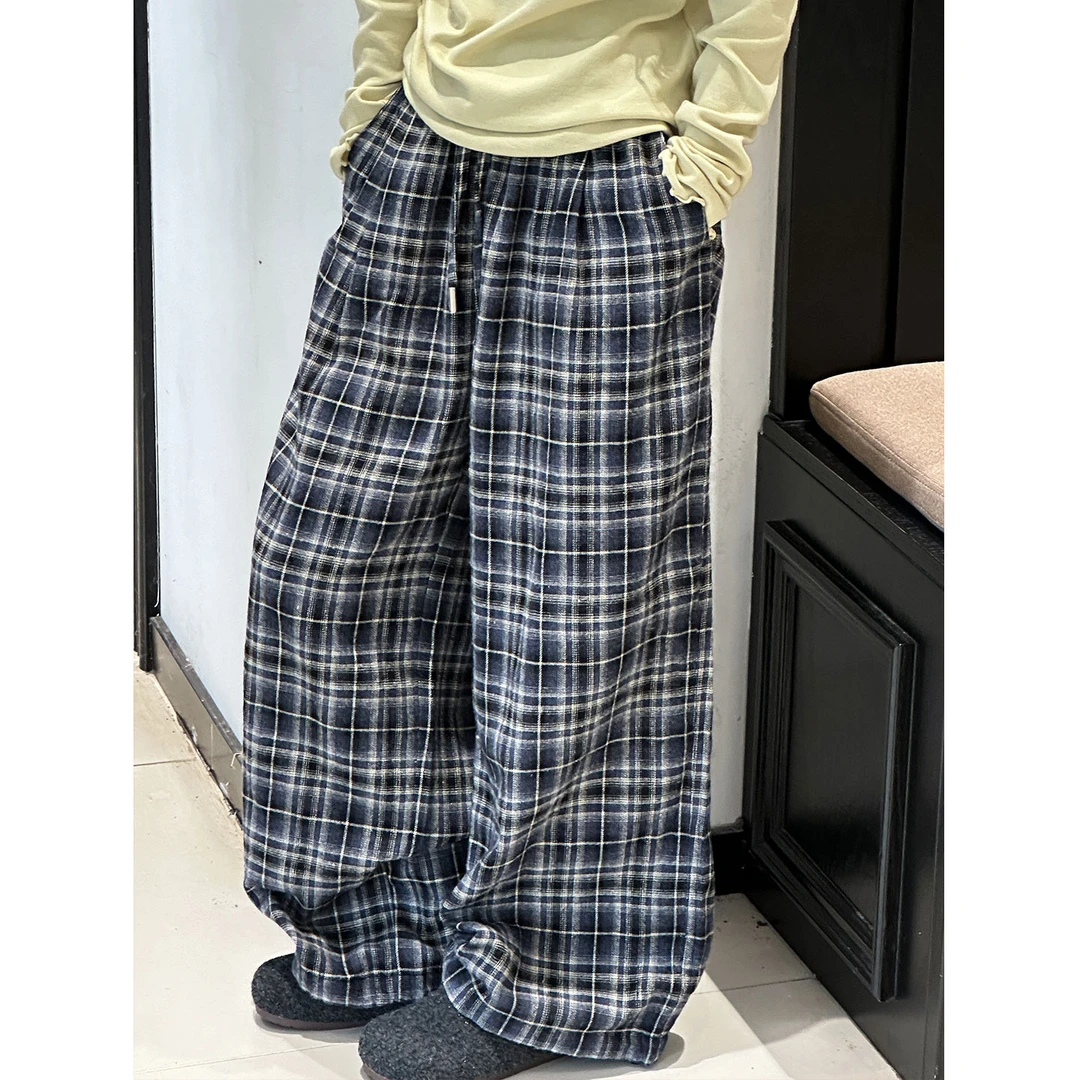 K29673孙小美韩系慵懒女童格子休闲裤2025秋装新款儿童裤子阔腿裤