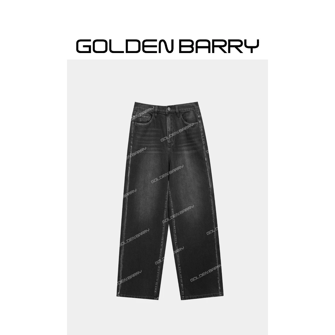 GOLDENBARRY|501150 “雪痕砚”侧边拼色设计感阔腿裤【微瑕1】