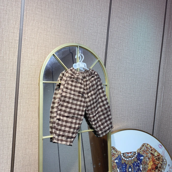 E383   宝宝格子休闲裤子 加绒