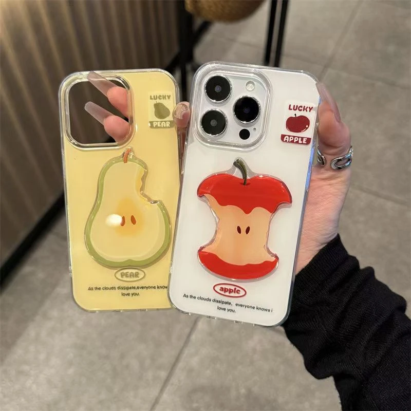 苹果/华为/小米/OPPO/VIVO推荐ins卡通立体苹果梨子大孔IMD手机壳