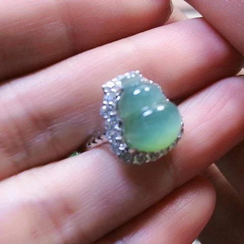 和田玉戒指银S925镶嵌