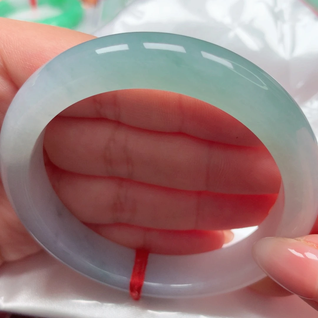 翡翠手镯未镶嵌冰胶61半山水