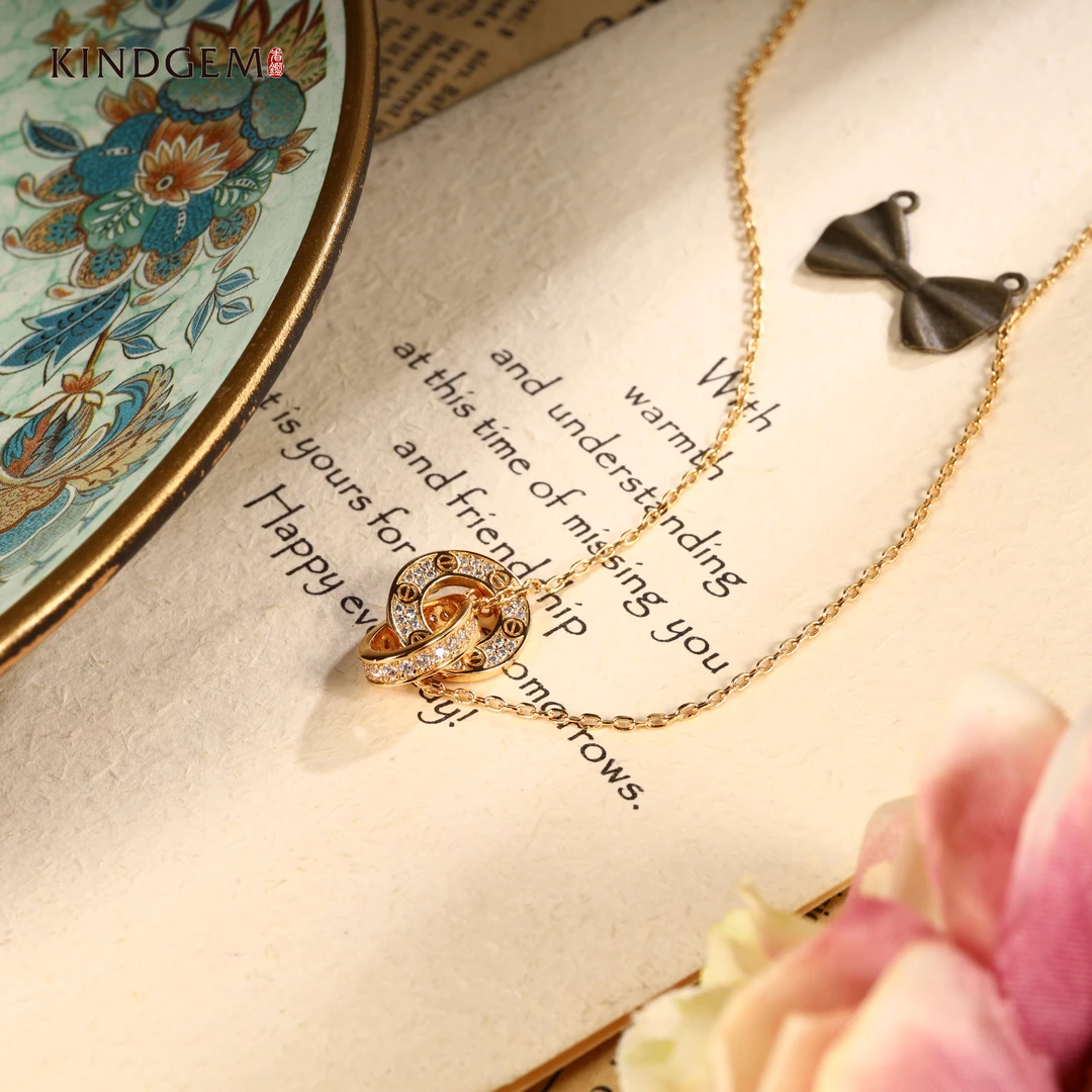 铜合金项链 金色个性优雅轻奢高级感镶嵌精致项链坠链 C-28848