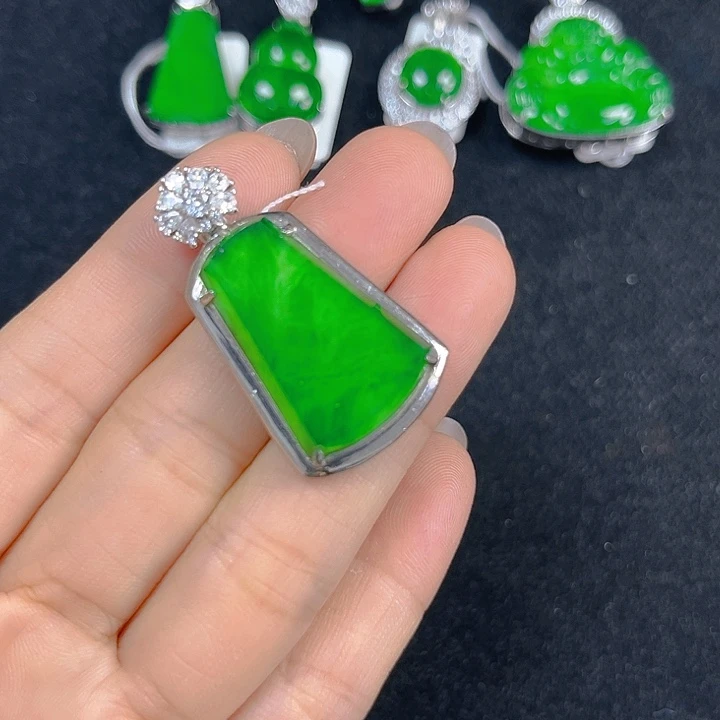 翡翠银S925镶嵌吊坠(不含链)