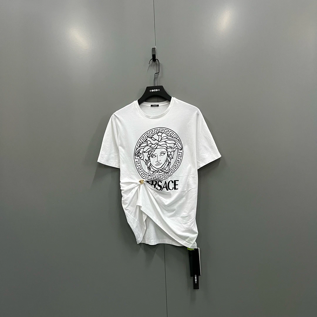 qq 白色人像印花褶皱短袖 38码/610390