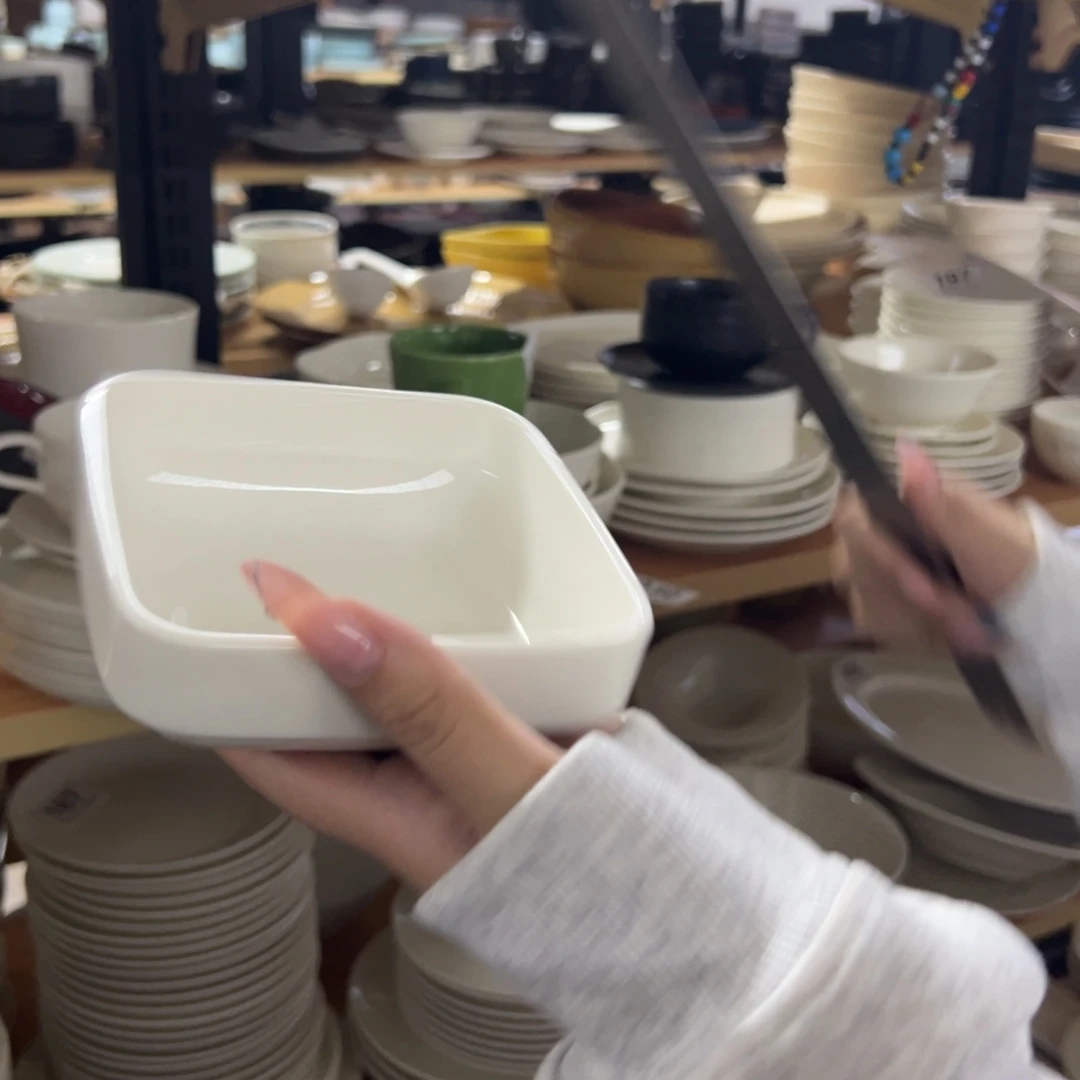 新骨瓷104微瑕 暖白4.5寸 四方碗 火锅碗