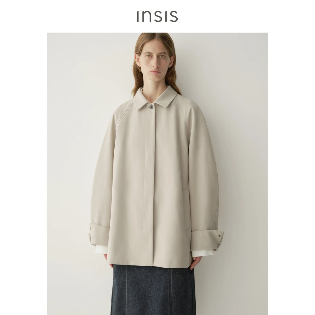 {1.4日26春季新品}INSISFEMME廓形感插肩袖风衣FN2611332402