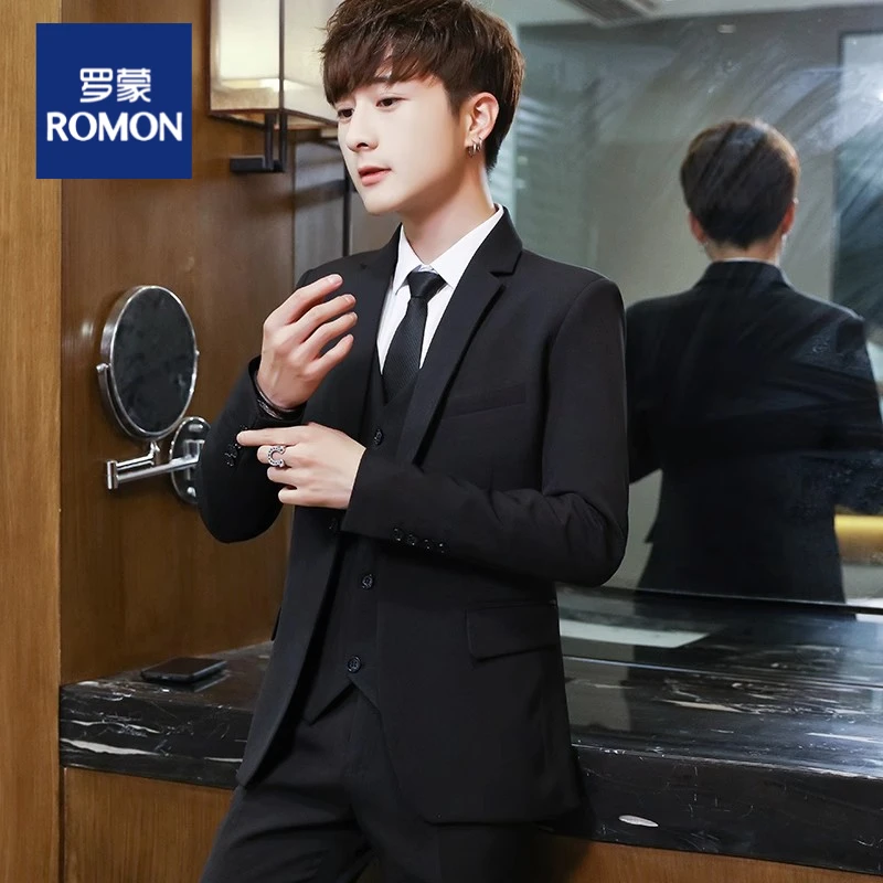 【七件套】罗蒙18岁青少年高中生成人礼服男生套装男士学生毕业西装