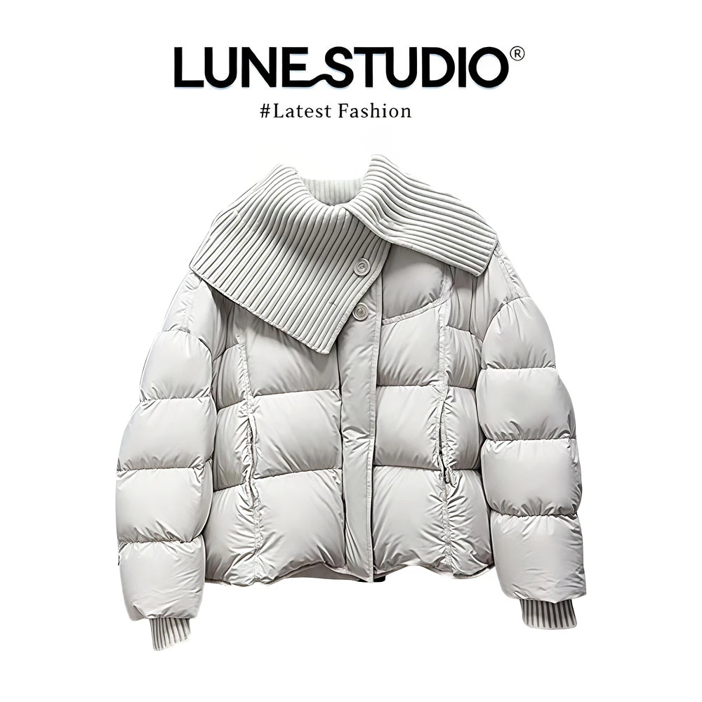 韩系新款简约通勤风加厚保暖面包服外套女设计感短款棉衣棉袄