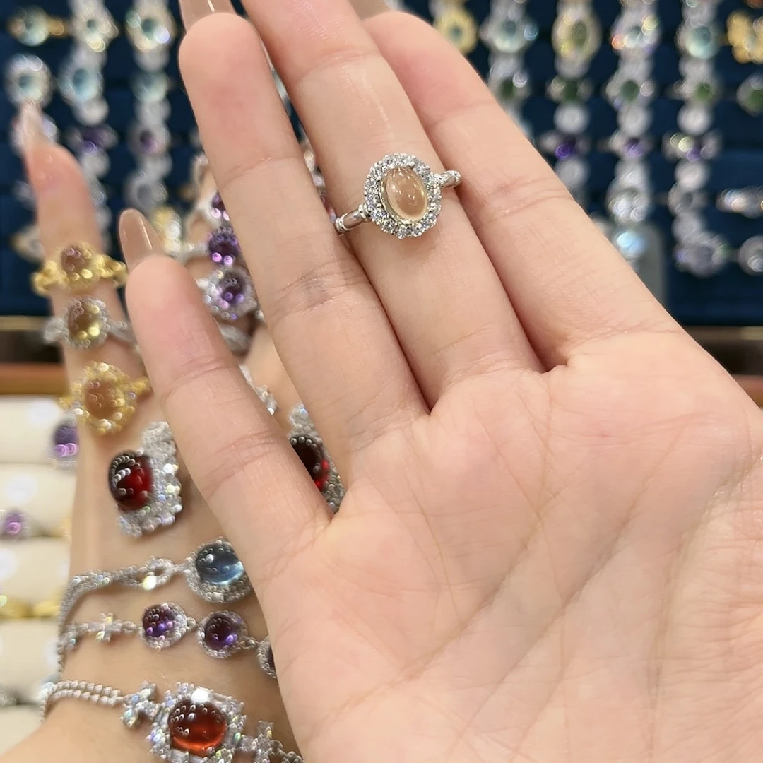 黄晶女款银S925镶嵌憨*戒指77