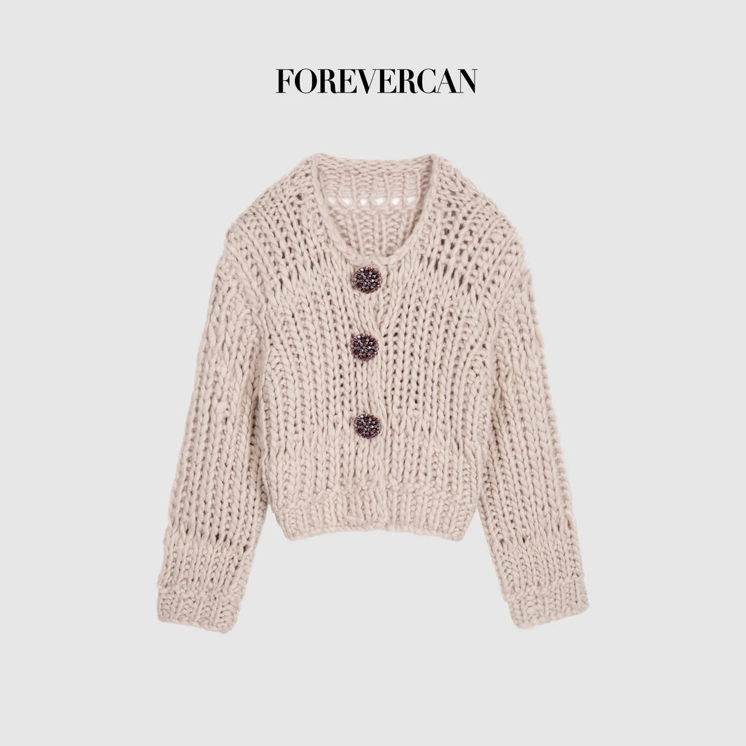 FOREVERCAN“埃克塞特”美丽诺羊毛手工感粗棒针针织外套MY4539B