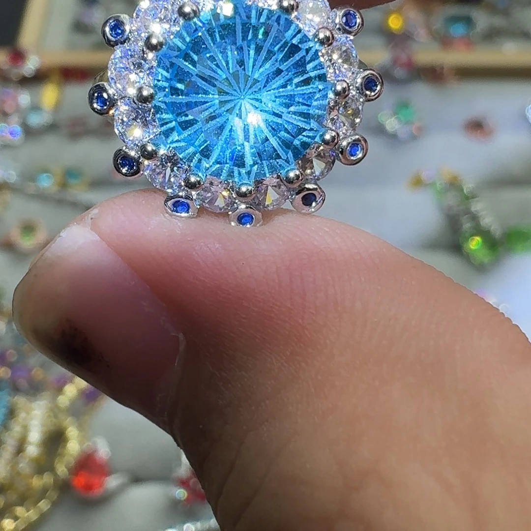 托帕石戒指银S925镶嵌