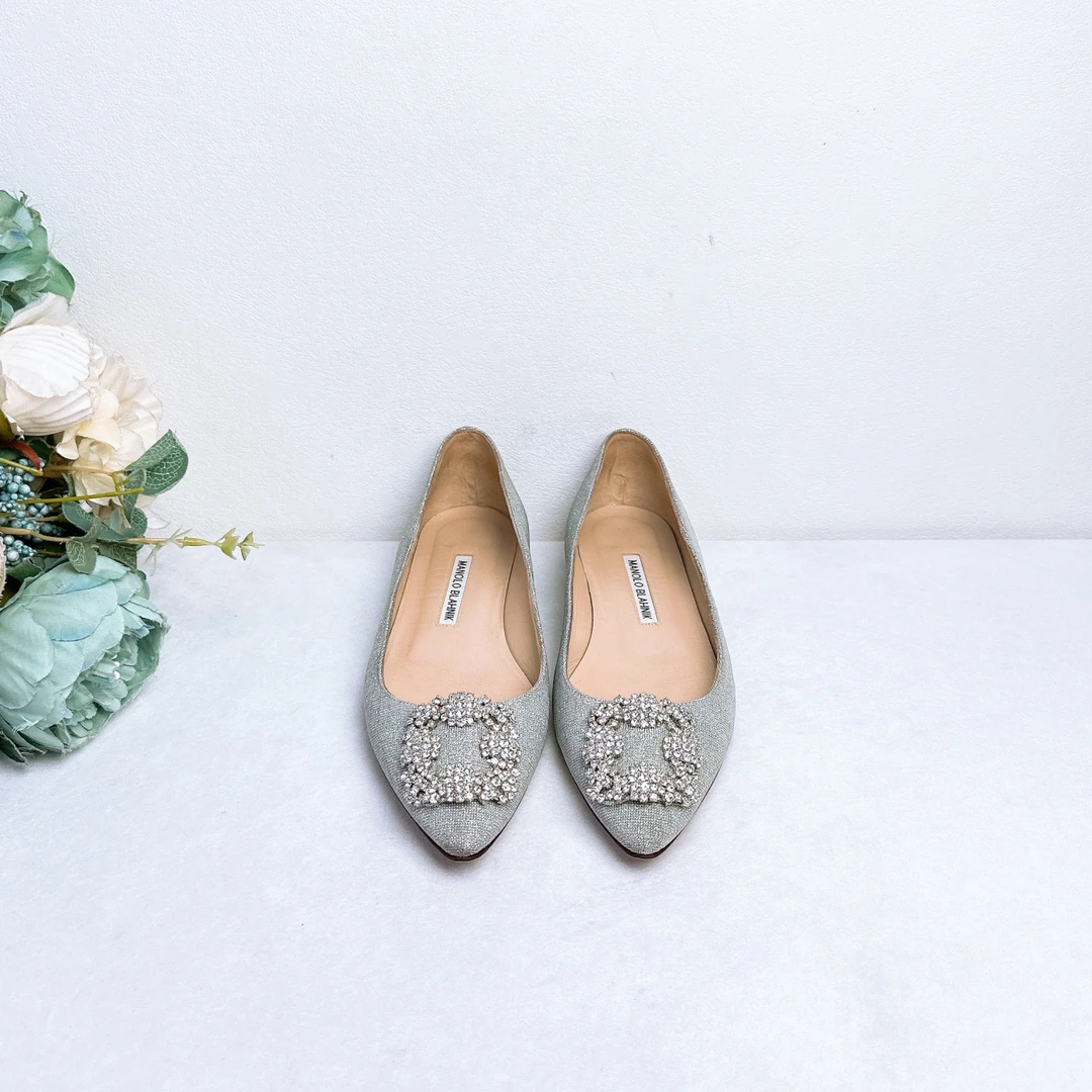 95新 MANOLO BLAHNIK/莫罗·伯拉尼克 平底鞋/37码/Xspa4725