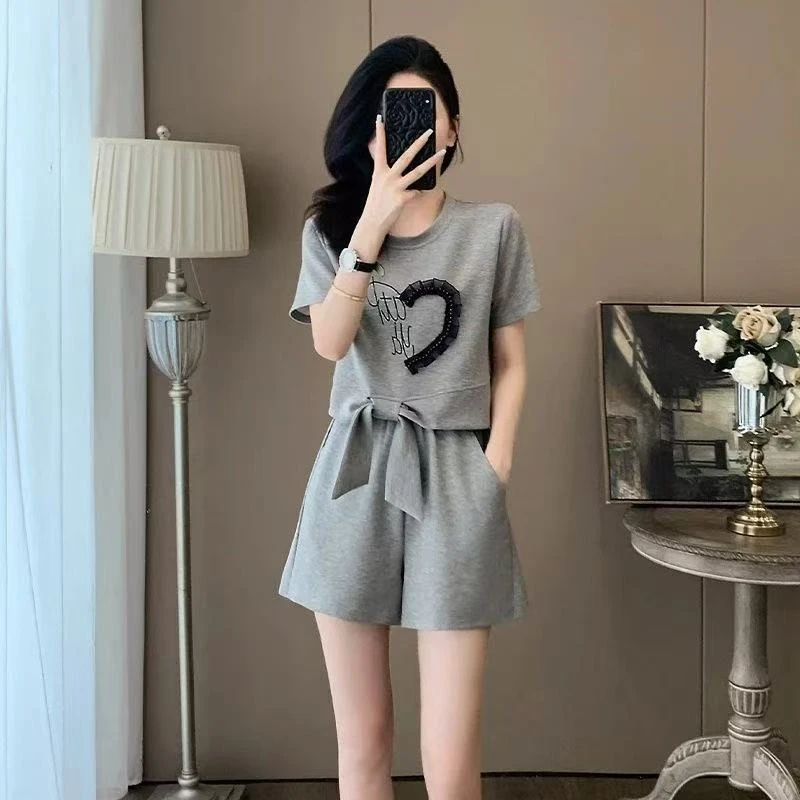 休闲时尚两件套夏季新款减龄宽松显瘦百搭圆领套装阴阳师联名