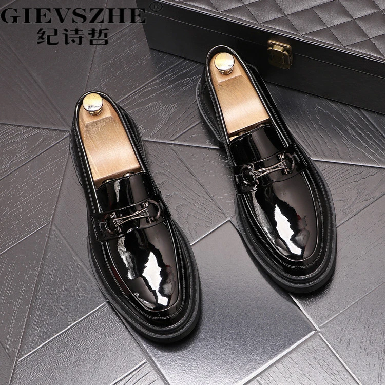 纪诗哲鞋子男款轻奢高端休闲小皮鞋时尚百搭韩版潮流男士轻奢婚鞋