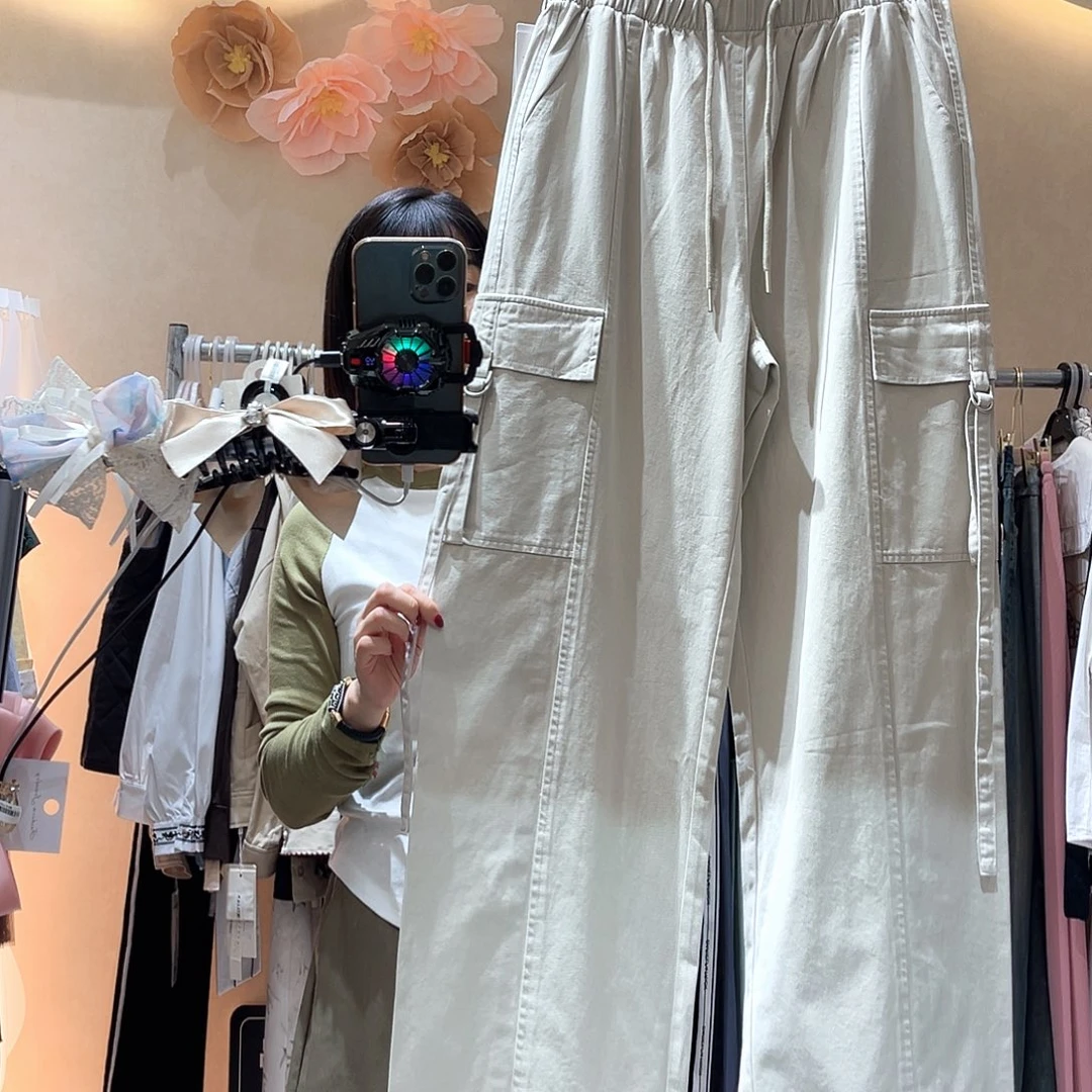 L码淡绿色工装牛仔裤110-125斤可穿