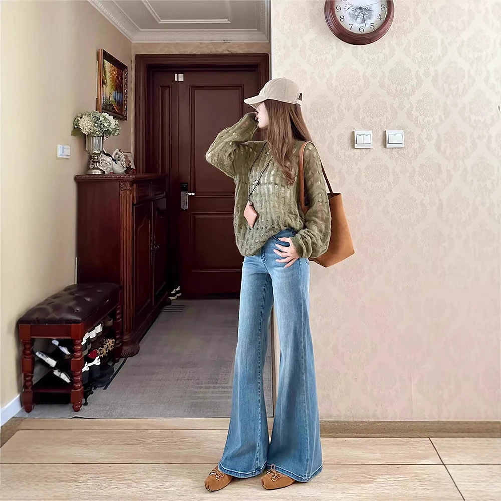 【韩范腿精】喇叭裤长款拖地超绝法式牛仔裤