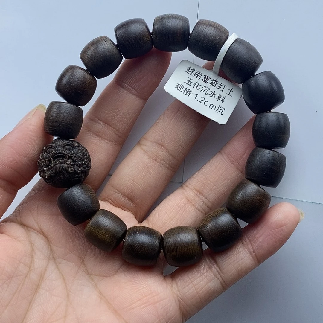 沉香手串越南富森红土沉水玉化