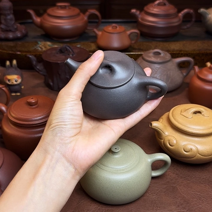 青***歌茶壶紫砂石瓢壶，天青