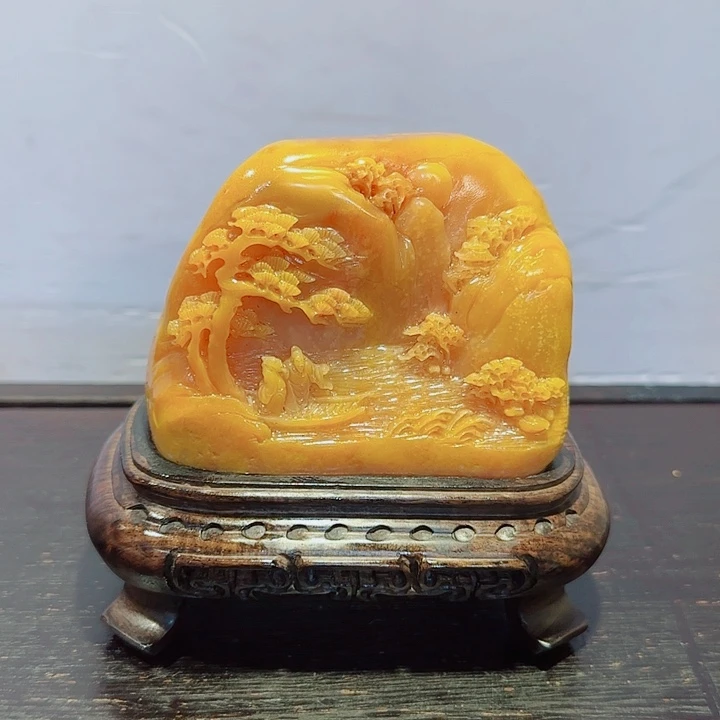 孖***宝石材昌化田黄摆件精品