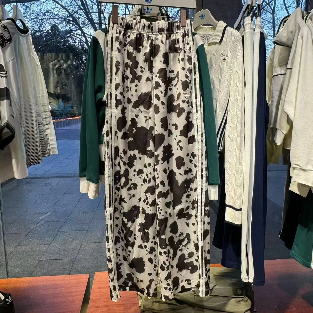 adidas阿迪达斯三叶草新款欧若风奶牛休闲运动阔腿直筒长裤KA2668