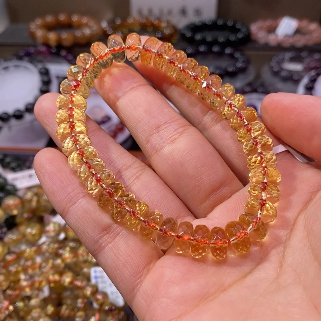 水晶手串未镶嵌算盘黄水9+